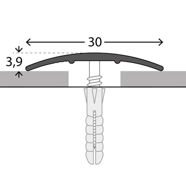 FLOORDIREKT Übergangsprofil - Übergang zwischen Bodenbelägen - Breite: 30 mm - Silber - Vorgebohrt - 100 cm