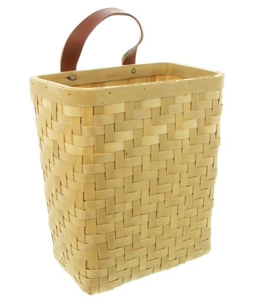 FRANK FLECHTWAREN | Wandkorb Holzspan, HOLZ, KUNSTLEDER, 25 x 15 x 28 cm, GH 39 cm