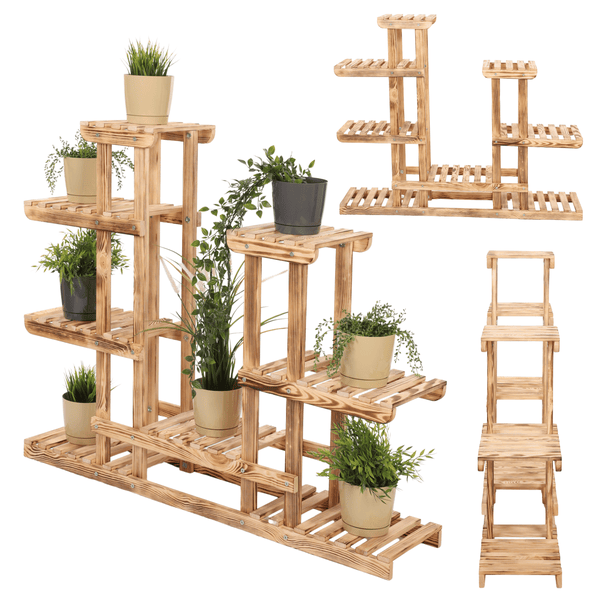 Blumenständer FLORANGE HxBxT 116x95x25cm 8 Ablagen Kieferholz Geflammt