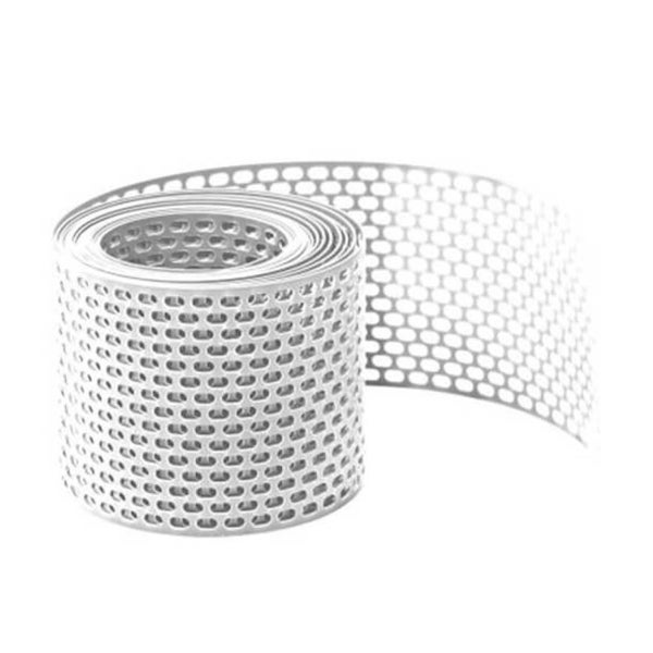 Lochband aus Metall auf einer Rolle, geeignet für Montage- und Befestigungsarbeiten.