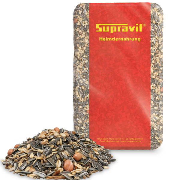 Supravit Heimtiernahrung, Vogelfutter Packung mit loser Futtermischung