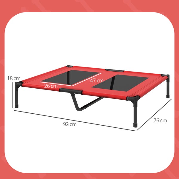 PawHut Hundeliege, 92L x 76B x 18H cm, Oxford-Gewebe, Metall, Rot