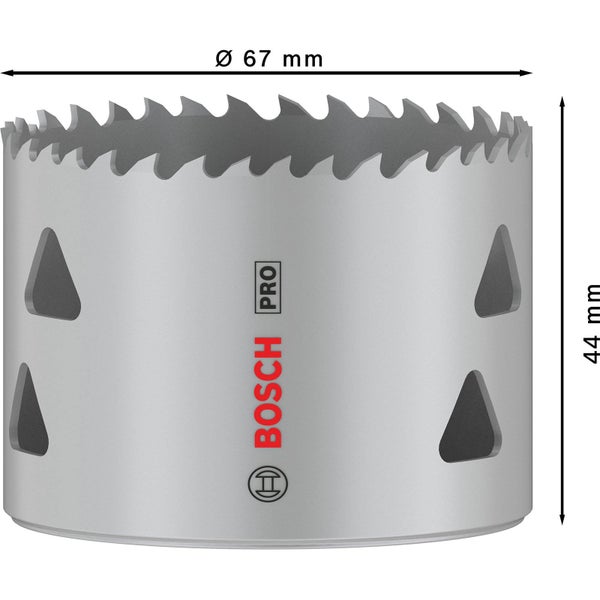 Verpackung einer Bosch Pro Multimaterial Lochsäge mit 67 Millimeter Durchmesser