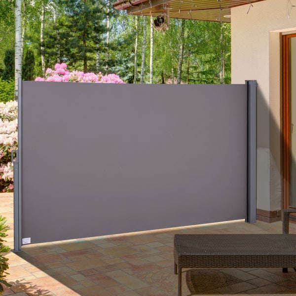 Outsunny Seitenmarkise, Sicht- und Sonnenschutz, Seitenrollo, 3 x 2m, Polyester, Grau