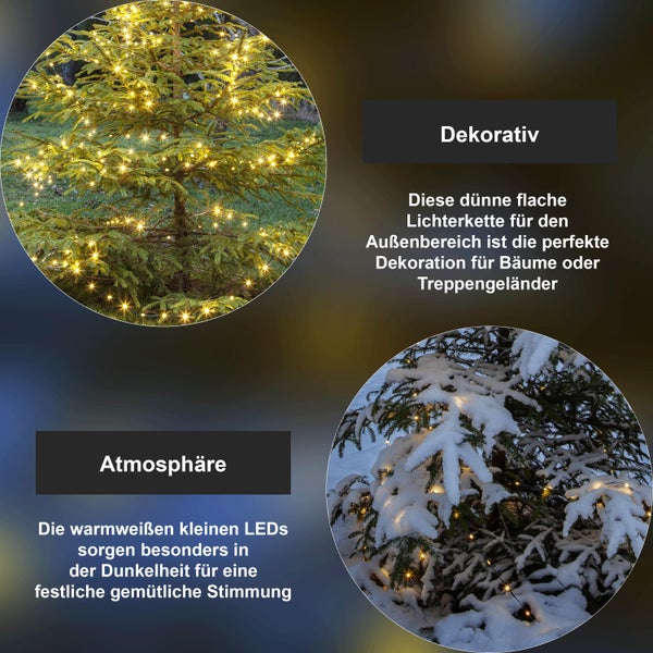 Lichterkette mit warmweißen LEDs zur Dekoration von Bäumen oder Treppengeländern