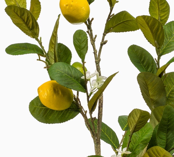 Deko Zweig Zitrone DUNKAN mit Früchten, Blüten, gelb, 95cm - Künstlicher Zitronenzweig