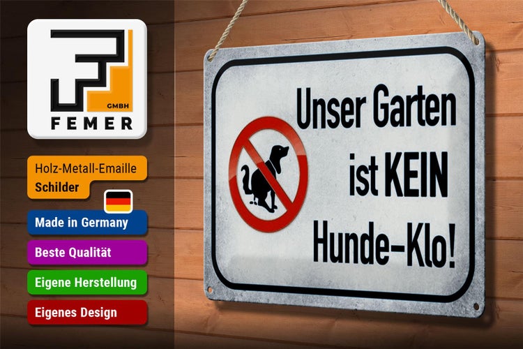 Blechschild Hinweis 30x20cm unser Garten kein Hunde-Klo