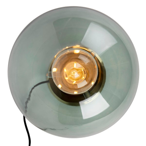 Graue Tischleuchte mit Glaskuppel