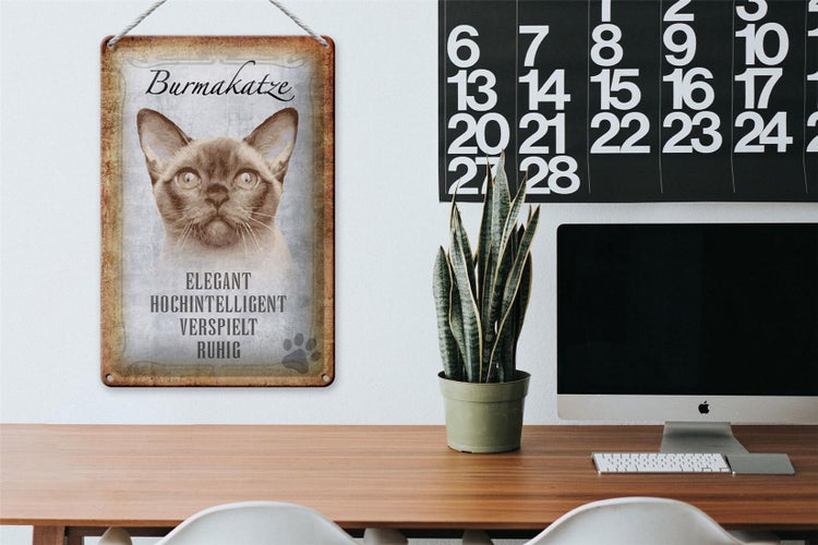 Blechschild Spruch 20x30cm Burmakatze Katze Schild