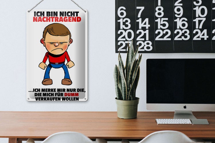 Blechschild Spruch 20x30cm bin nicht nachtragend merke mir