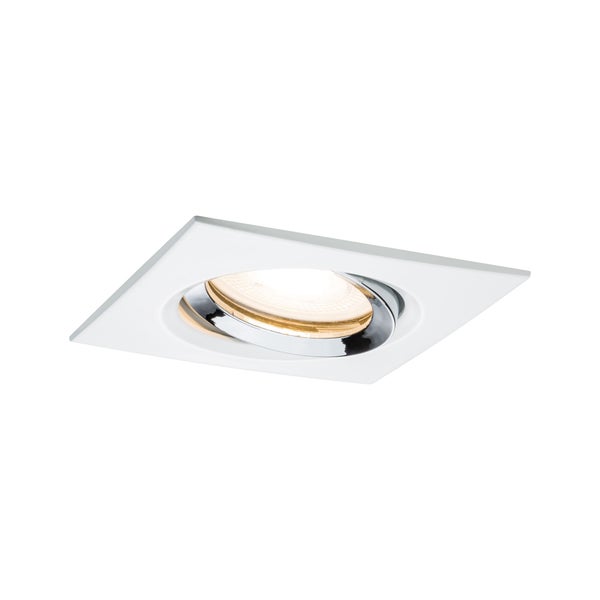 LED Einbauleuchte Nova Plus Einzelleuchte schwenkbar IP65 eckig 93x93mm 30° GU10 7W 460lm 230V dimmbar 2700K Weiß matt, Chrom