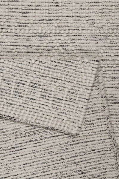 Esprit Teppich handgewebt Weiß Hellgrau aus Wolle Ivy 80x150 cm