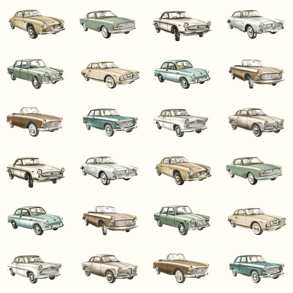 Illustration verschiedener Oldtimer