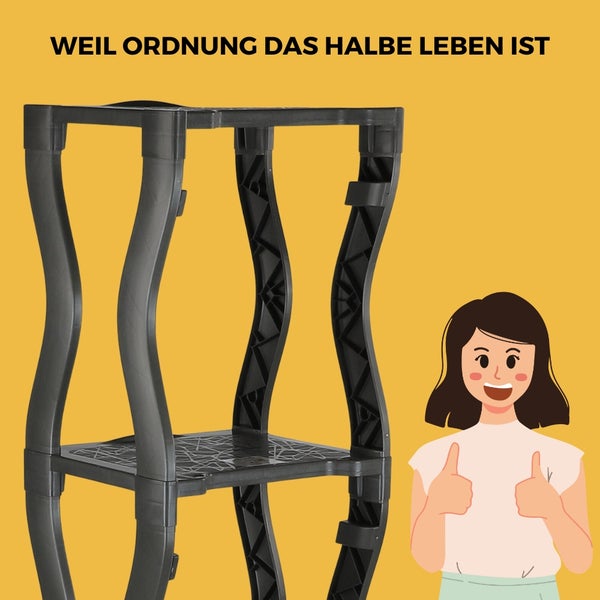 Regal aus Kunststoff mit zwei Ebenen zur Aufbewahrung und Organisation