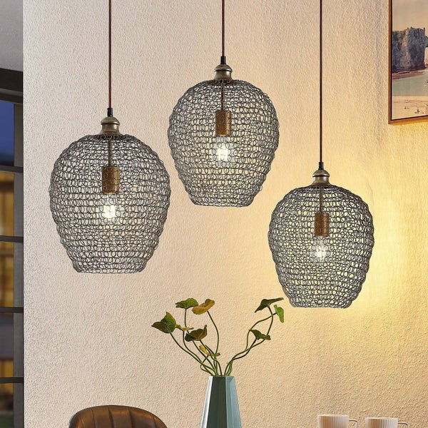 Lindby Pendelleuchte Benja (Retro, Vintage Antik) in Schwarz aus Metall (3 flammig E27) - Deckenlampe Esstischlampe Hängelampe Hängeleuchte Wohnzimmerleuchte