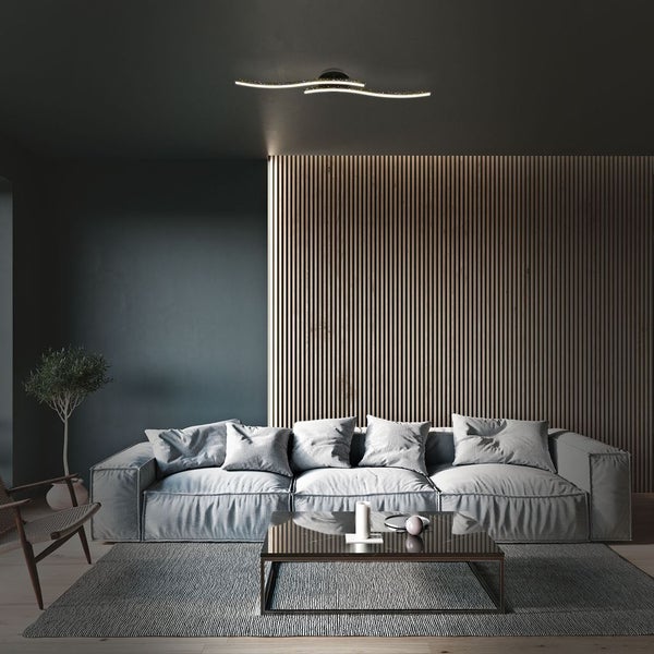 Briloner Leuchten REY - Wand-& Deckenleuchte - 3718025 - Glitzereffekt durch Laserlochoptik - 12W ? 1400 lm - Warmweiß 3000K - 80,5 x 14 x 10 cm