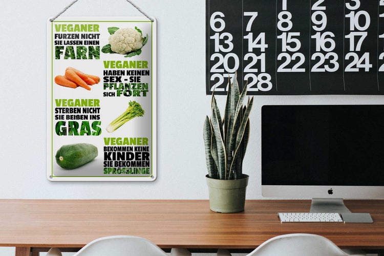 Blechschild Spruch 20x30cm Veganer furzen nicht sterben