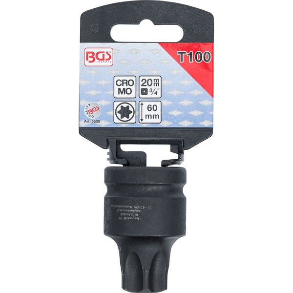 BGS Kraft-Bit-Einsatz Antrieb Innenvierkant 20 mm (3/4) T-Profil (für Torx) T100 - 5600