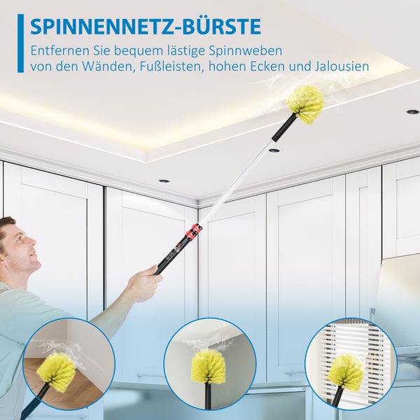 HOMCOM Staubwedel-Set, 4L x 4B x 180H cm, Aluminium-Legierung, Gelb