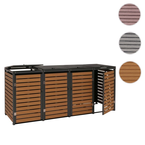 Mülltonnenbox für drei Mülltonnen, mit Klappdeckel und Tür