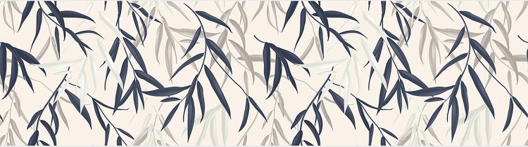 Tapetenbordüre mit botanischem Blättermuster.