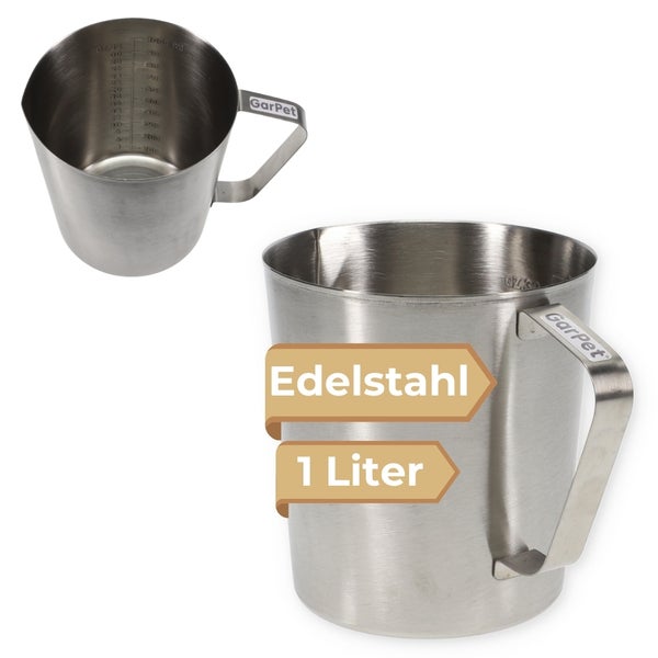 Messbecher Edelstahl Messbecher 1l Cocktail Meßbecher Litermaß spülmaschinenfest ML OZ 1000 ML Messkanne Milchkännchen Milchaufschäumer