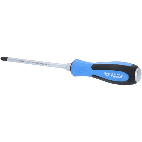 BRILLIANT TOOLS Schraubendreher Kreuzschlitz mit Schlagkappe PH3 x 150 mm - BT031047