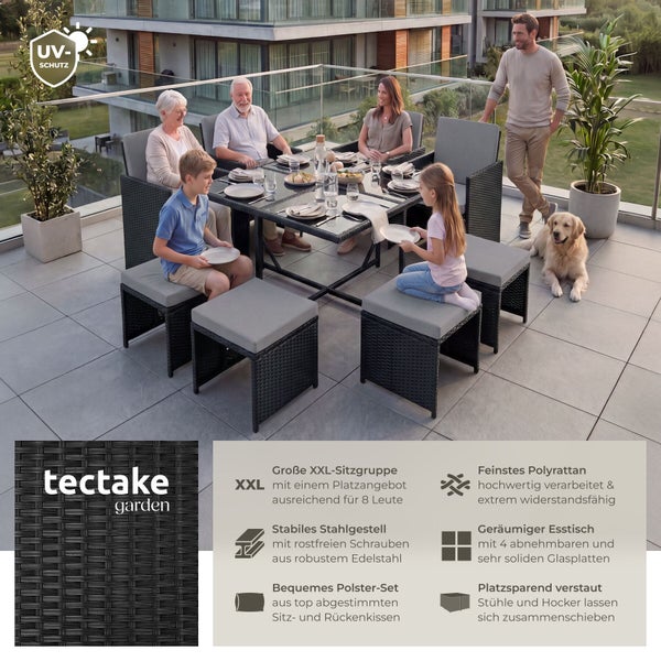 Rattan Sitzgruppe tectake Bilbao zusammenschiebbar,