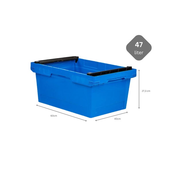PROREGAL SparSet 5x Conical Mehrweg-Stapelbehälter mit Stapelbügel Blau HxBxT 27,3 x 40 x 60 cm 47 Liter Lagerbox Eurobox Transportbox