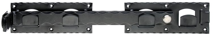 Rustikaler Schubriegel aus Metall mit Hammerschlagoptik zur Türverriegelung