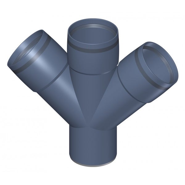 HT-Doppelabzweig aus grauem Kunststoff für Abwasserrohre.