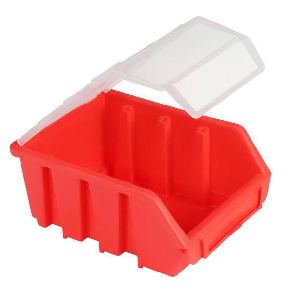 PROREGAL SuperSparSet 40x Sichtlagerbox 2 mit Deckel HxBxT 7,5 x 11,6 x 16,1 cm Polypropylen Rot