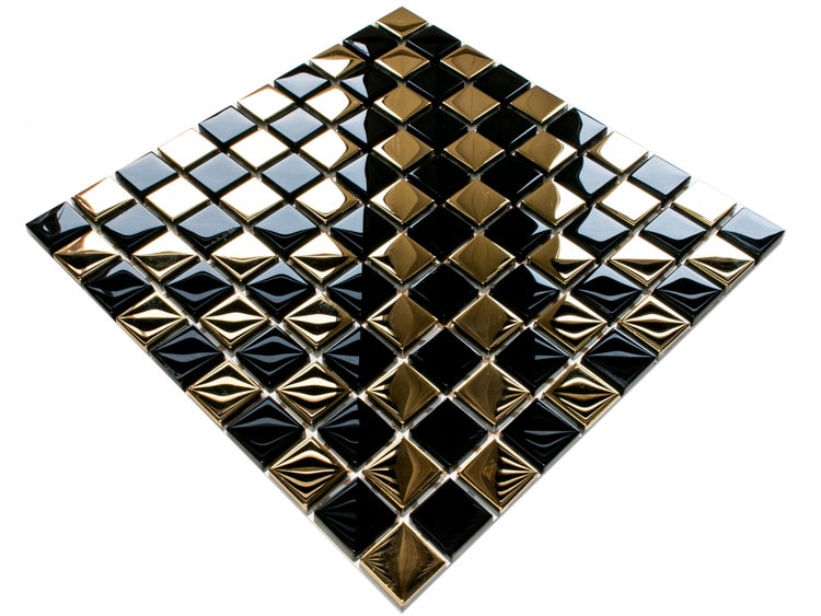 Glasmosaik auf Netz für Bad und Küche 30cm x 30cm  - Gold dama
