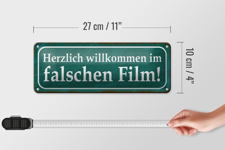 Blechschild Spruch 27x10cm herzlich willkommen im Film Dekoration
