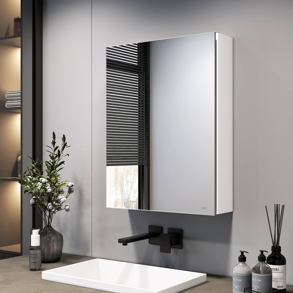 EMKE Spiegelschrank 50x65 cm, 1-türig, Weiß, doppelseitige Spiegeltüren, kupferfreies & rostfreies Spiegelglas, Dämpfscharniere, für Badezimmer