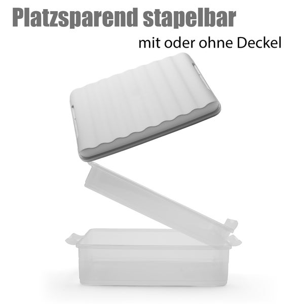 BigDean 3 Stück Aufschnittboxen für Kühlschrank Größe L – Aufbewahrung von Wurst, Käse u.v.m. – stapelbare Aufschnittdosen Made in Germany