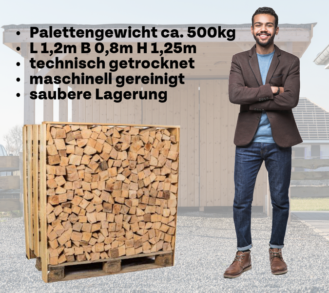 Kaminholz/Brennholz - Buche - 1RM auf Palette gestapelt - ofenfertig technisch getrocknet und gereinigt