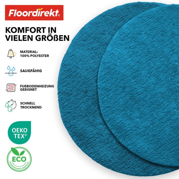 Runder Badteppich aus Polyester, geeignet für Fußbodenheizung