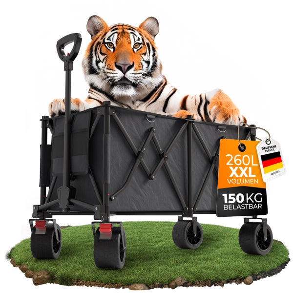 Premium XXL Bollerwagen faltbar 260L 150kg belastbar robuster Bollerwagen für jedes Gelände von BigDean