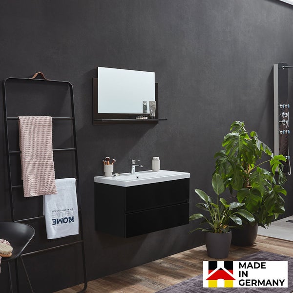 Home Deluxe - Badmöbel - Set - WANGEROOGE BIG Deluxe – Größe: M, Farbe: Schwarz, Breite Waschbecken: ca. 80 cm I Badezimmermöbel Waschtisch Waschbecken