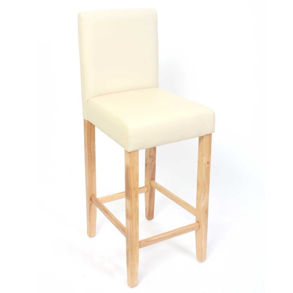 Barhocker mit Holzbeinen und Sitz aus Kunstleder