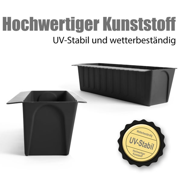 BigDean 16 Stück Paletten Blumenkästen Einsatz in Anthrazit – Pflanzkasten zum Bepflanzen & Dekorieren – Balkonkasten für Kräuter, Blumen & Pflanzen – UV-stabiler & wetterbeständiger Kunststoff