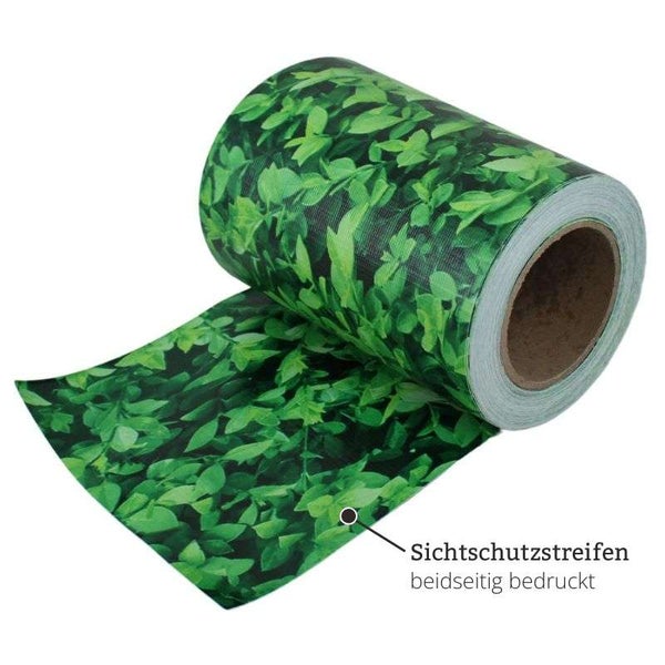 Sichtschutzstreifenrolle mit beidseitigem Blätterdruck für Gartenzäune