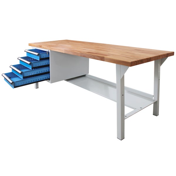 PROREGAL Werkbank Giant Rhino Plus mit 4 Schubladen HxBxT 84 x 200 x 70 cm Traglast 500 kg Lichtgrau Blau