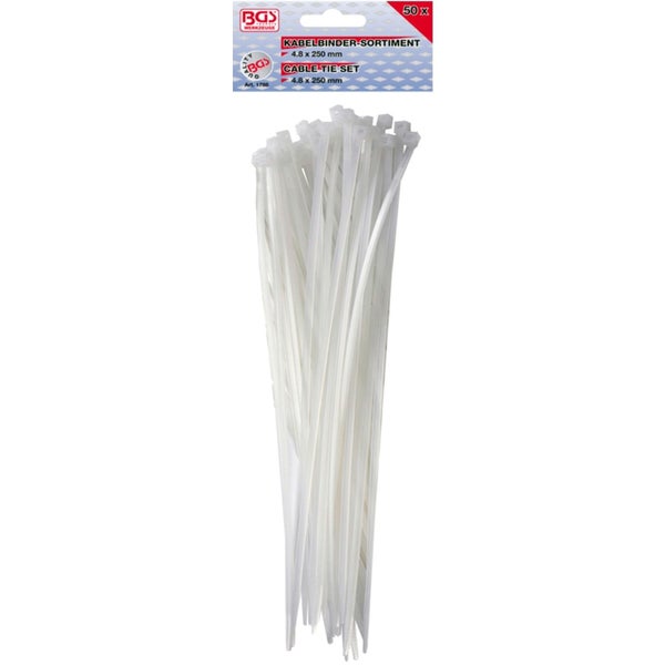 BGS Werkzeuge Kabelbinder Set 4.8 x 250 Millimeter, 50 Stück