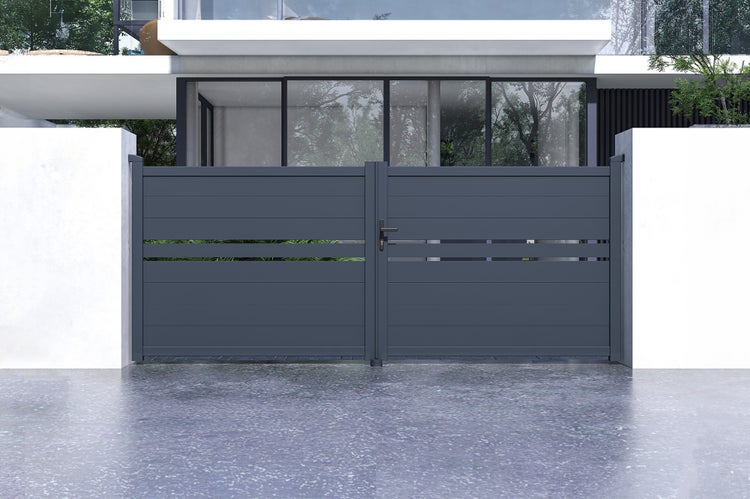 Flügeltor 3,5 m CIMONE H.140 graues Aluminium