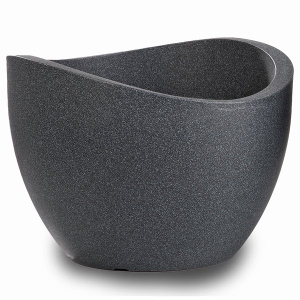 Scheurich Wave Globe 50, Pflanzgefäß/Blumentopf/Pflanzkübel, rund,  aus Kunststoff Farbe: Schwarz-Granit, 49,5 cm Durchmesser, 37,1 cm hoch, 37 l Vol.