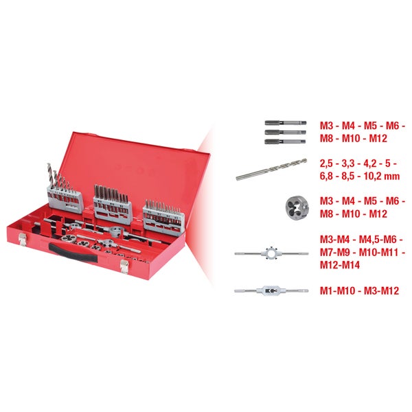 Bohrer-Set in rotem Metallkoffer mit offenem Deckel und KS Tools Logo.