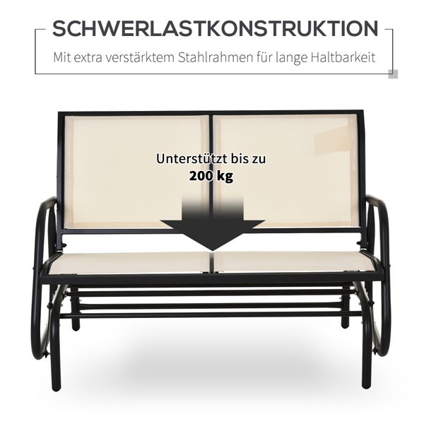 Outsunny Schaukelstuhl, 120L x 70B x 85H cm, Metall, Texteline-Gewebe, beige