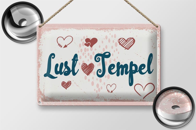 Blechschild Spruch 30x20cm Lust Tempel rosa glücklich